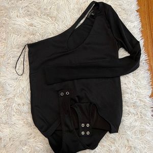 Black One Shoulder Bodysuit